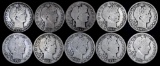 Group of (10) Barber Silver Half Dollars.