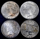 Group of (4) 1922 P Peace Silver Dollars.