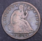 1874 P Arrows Seated Liberty Silver Half Dollar.