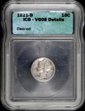 1921 D Mercury Silver Dime (ICG) VG08 details.