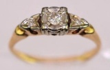 Ring marked 14K Gold with diamonds.