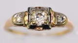 Ring marked 14K Gold with diamonds.