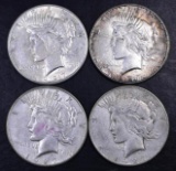 Group of (4) 1927 S Peace Silver Dollars.