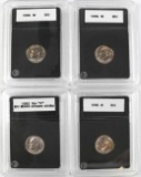 Group of (4) 1996 W & 1882 No P Roosevelt Dimes.