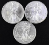 Group of (3) American Silver Eagle 1oz.