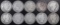 Group of (10) Barber Silver Half Dollars.
