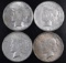 Group of (4) 1925 S Peace Silver Dollars.