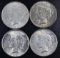 Group of (4) 1922 S Peace Silver Dollars.