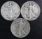 Group of (3) Walking Liberty Silver Half Dollars.