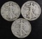 Group of (3) Walking Liberty Silver Half Dollars.