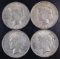 Group of (4) 1923 D Peace Silver Dollars.