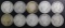 Group of (10) Barber Silver Half Dollars.