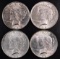 Group of (4) 1922 P Peace Silver Dollars.