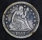 1857 P Seated Liberty Silver Quarter.