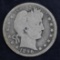 1896 O Barber Silver Quarter.