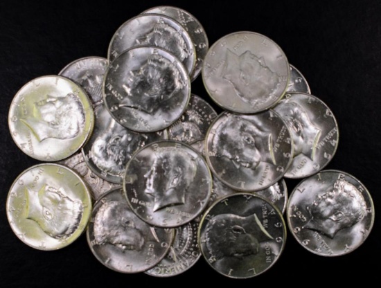 Group of (20) 1964 D Kennedy Silver Half Dollar.