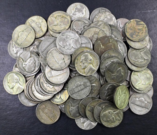 Group of (100) Jefferson Silver War Nickels.