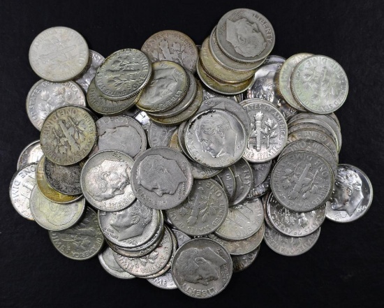 Group of (100) Roosevelt Silver Dimes.