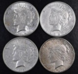 Group of (4) 1925 S Peace Silver Dollars.