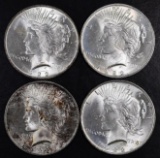 Group of (4) 1922 P Peace Silver Dollars.