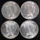 Group of (4) 1923 P Peace Silver Dollars.