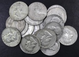 Group of (20) 1954 D Franklin Silver Half Dollars.