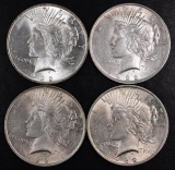 Group of (4) 1922 P Peace Silver Dollars.