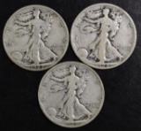 Group of (3) Walking Liberty Silver Half Dollars.