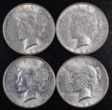 Group of (4) 1922 S Peace Silver Dollars.