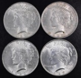 Group of (4) 1923 P Peace Silver Dollars.