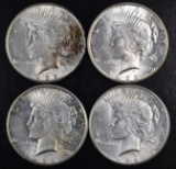 Group of (4) 1922 S Peace Silver Dollars.