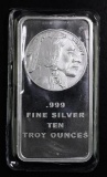 Buffalo Design 10oz. .999 Fine Silver Ingot / Bar.