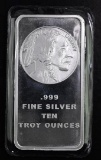 Buffalo Design 10oz. .999 Fine Silver Ingot / Bar