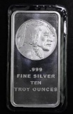 Buffalo Design 10oz. .999 Fine Silver Ingot / Bar