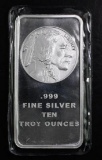 Buffalo Design 10oz. .999 Fine Silver Ingot / Bar