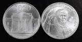 Group of (2) 2020 Donald Trump 1oz. .9999 Fine Silver Rounds.