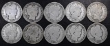 Group of (10) Barber Silver Half Dollars.