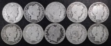 Group of (10) Barber Silver Half Dollars.