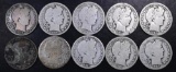 Group of (10) Barber Silver Half Dollars.