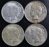 Group of (4) 1925 S Peace Silver Dollars.