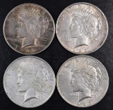 Group of (4) 1923 D Peace Silver Dollars.