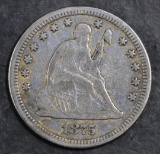 1875 P Seated Liberty Silver Quarter.