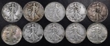 Group of (10) Walking Liberty Silver Half Dollars.