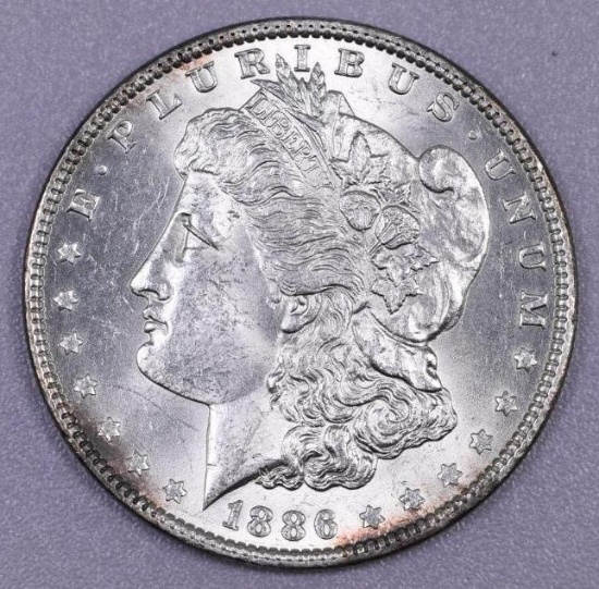 1886 P Morgan Silver Dollar.