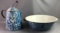 Lot of 2 : Blue Swirl Graniteware - Bowl and Coffee Pot