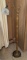 Antique Wood and Metal Floor Lamp w/ Floral Pattern Shade