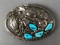 Sterling Silver and Turquoise Belt Buckle - Handmade by Navajo artist Jameson Lee