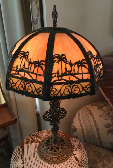 Antique Slag Glass Lamp