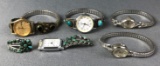 Collection of 5 : Lady's Wrist Watches - Waltham, Helbros, Timex