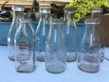 Group of 7 : Vintage Glass Milk Bottles
